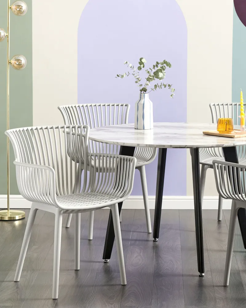 Set 4 Garden Chairs PESARO Light Grey