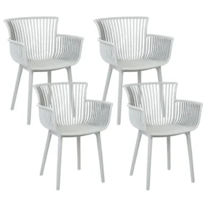 Set 4 Garden Chairs PESARO Synthetic Material Light Grey