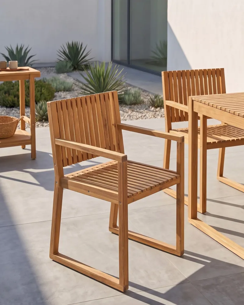 Set 2 Garden Chairs SASSARI II Garantito Acacia Wood Light Wood