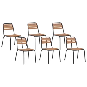 Set 6 Garden Chairs VALLESE Acacia Wood Light Wood