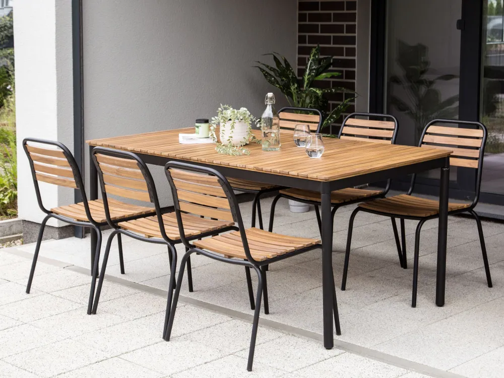 Set 6 Garden Chairs VALLESE Acacia Wood Light Wood