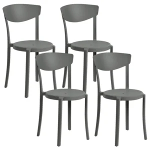 Set 4 Garden Chairs VIESTE Synthetic Material Dark Grey