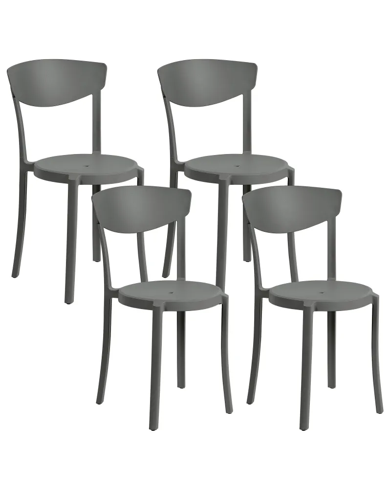 Set 4 Garden Chairs VIESTE Synthetic Material Dark Grey