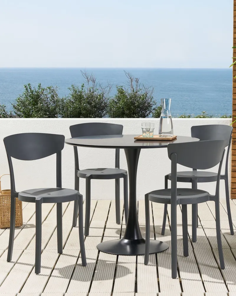 Set 4 Garden Chairs VIESTE Synthetic Material Dark Grey