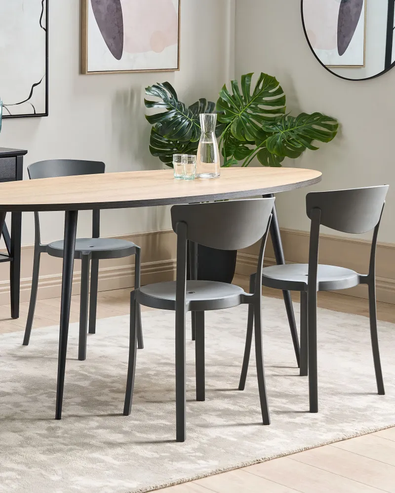 Set 4 Garden Chairs VIESTE Synthetic Material Dark Grey