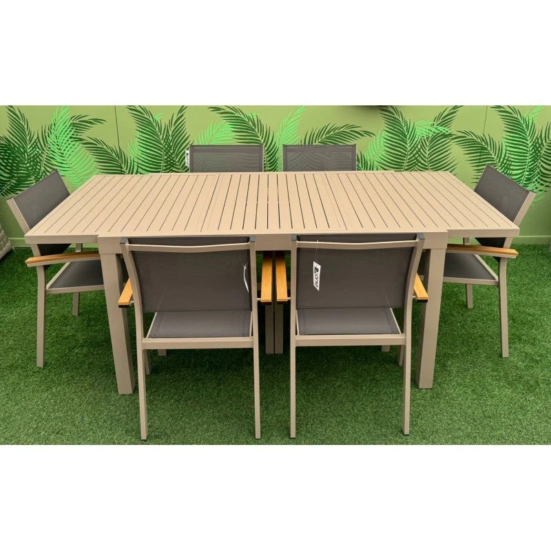 Set da giardino grigio tortora con tavolo estensibile Zeus + 6 sedie Era Xone
