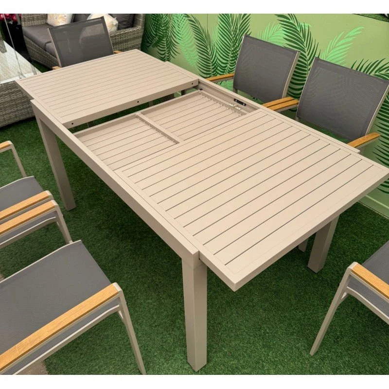 Set da giardino grigio tortora con tavolo estensibile Zeus + 6 sedie Era Xone