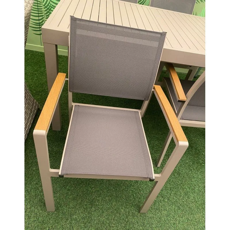 Set da giardino grigio tortora con tavolo estensibile Zeus + 6 sedie Era Xone