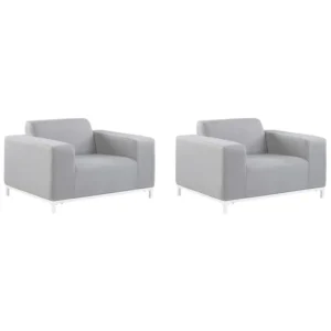 Set di 2 poltrone da giardino ROVIGO Tessuto Grigio limpido