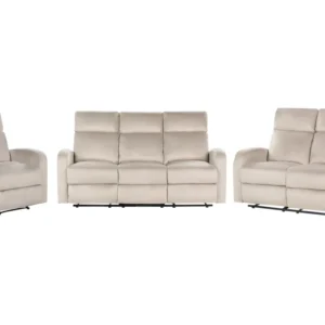Set da salotto 6 posti reclinabili modo manuale velluto crema VERDAL