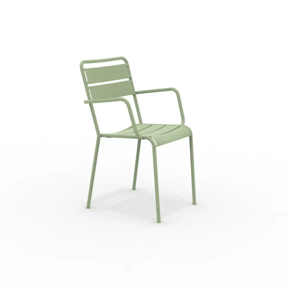 Set di sedie con braccioli da giardino metallo "Twist" moderne ed impilabili cm 55x57 87h