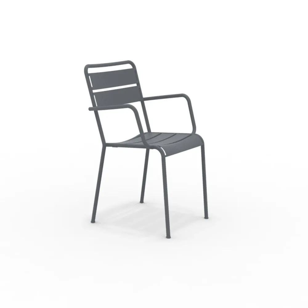 Set di sedie con braccioli da giardino metallo "Twist" moderne ed impilabili cm 55x57 87h