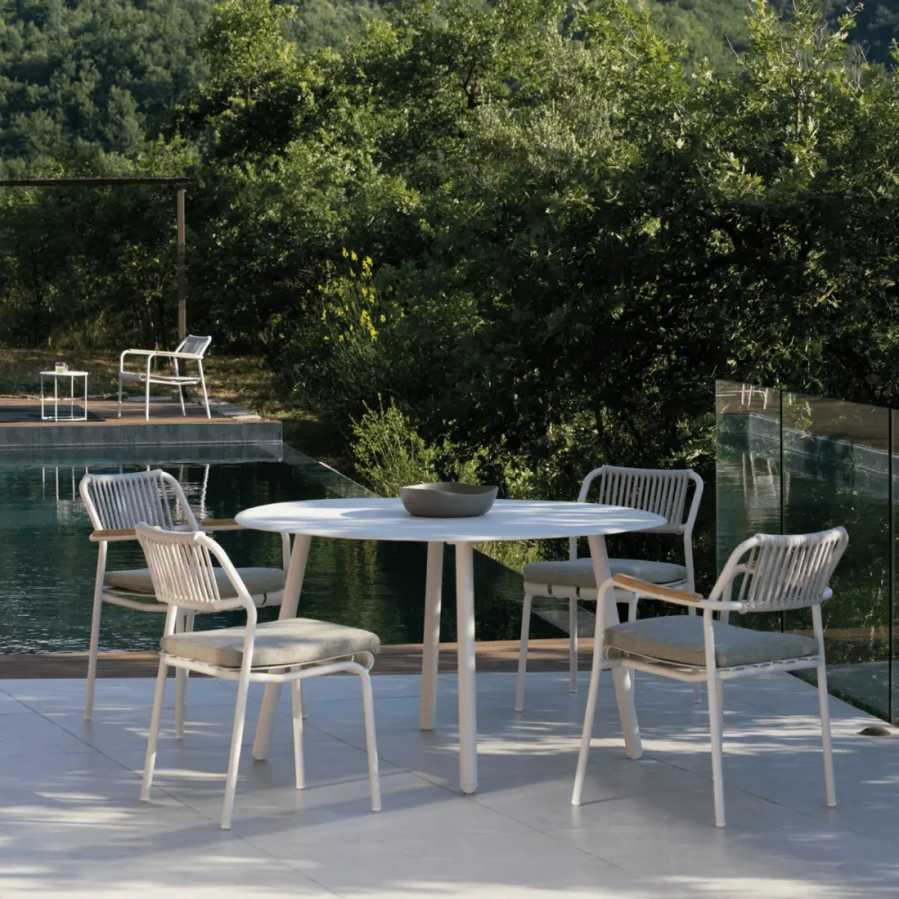 Set di sedie con schienale corda "Verdea Rope" da giardino impilabili cm 50x60 81h