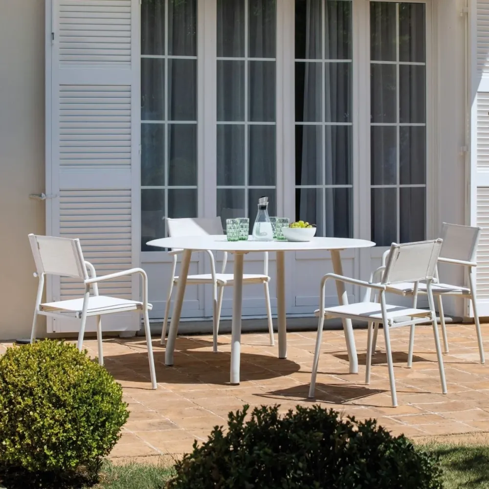 Set di sedie con seduta e schienale telo "Emma" da giardino impilabili cm 59x56 83h
