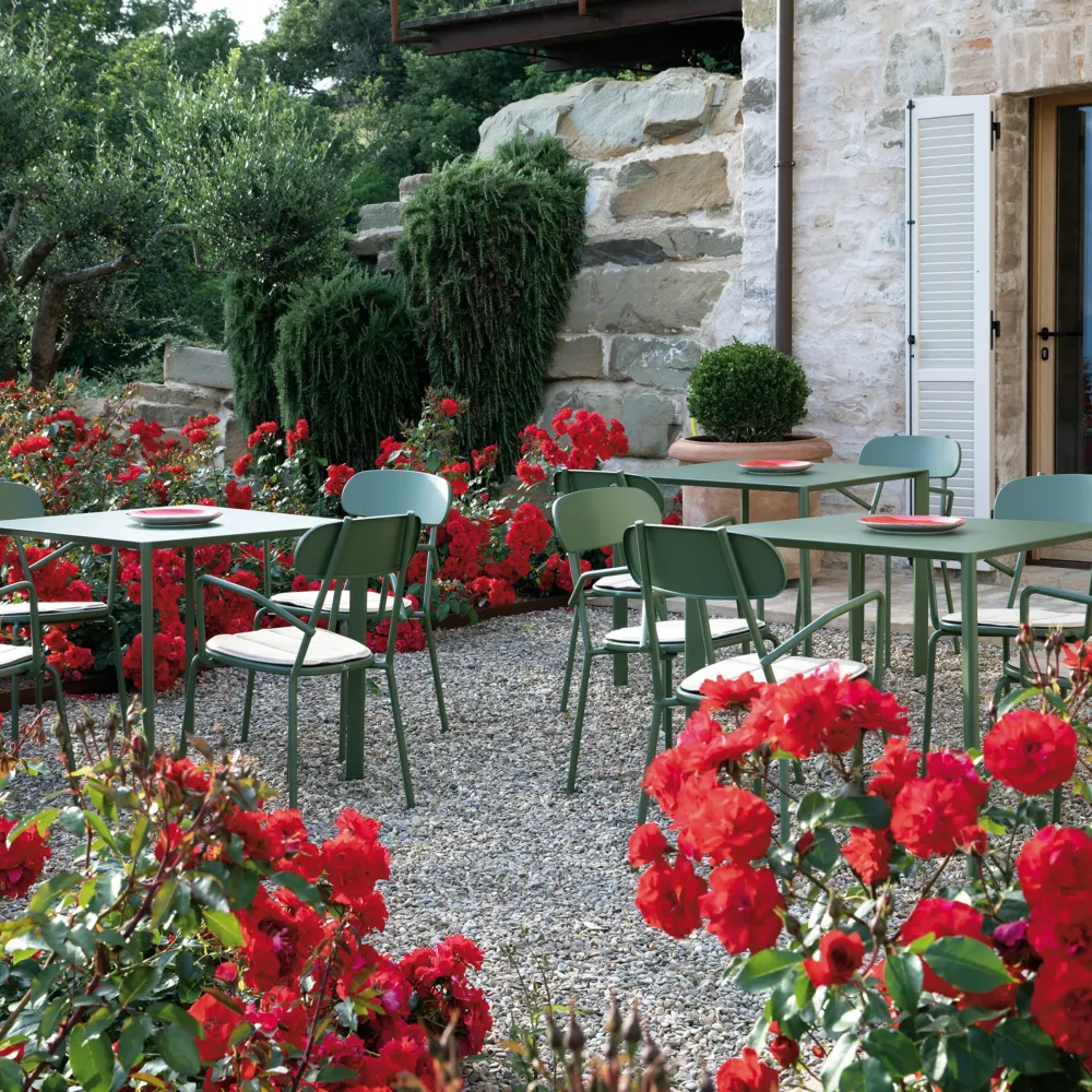Set di sedie "Fox" da giardino metallo verniciato impilabili cm 53x53 84h
