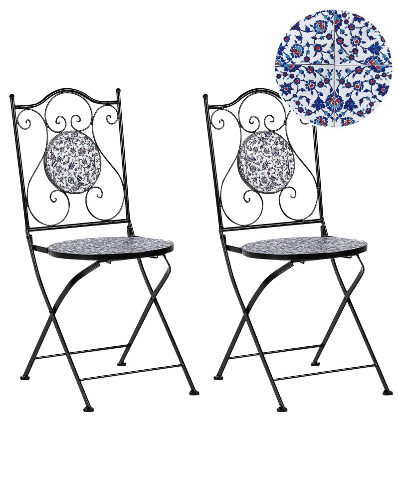 Set di 2 sedie da giardino CAMPRENA Metallo Nero