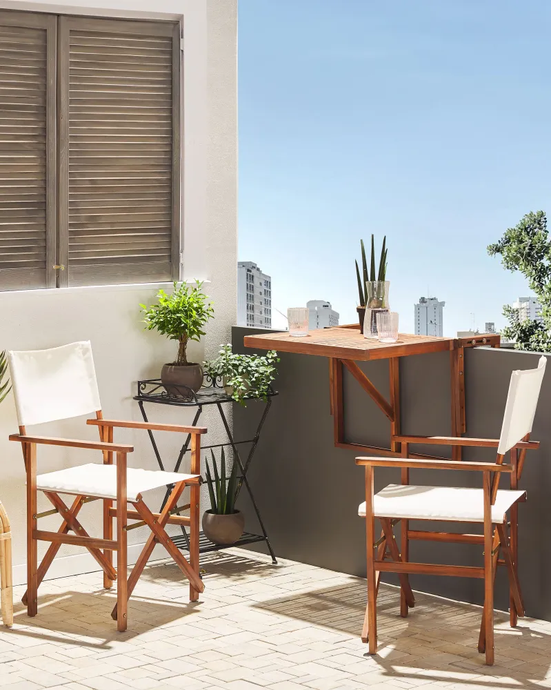 Set di 2 sedie da giardino CINE Legno d'acacia Bianco sudicio