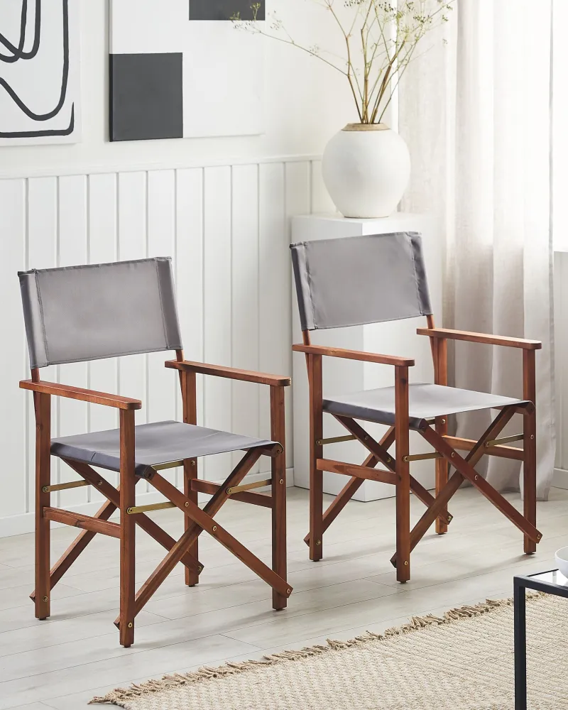 Set di 2 sedie da giardino CINE Legno d'acacia Grigio