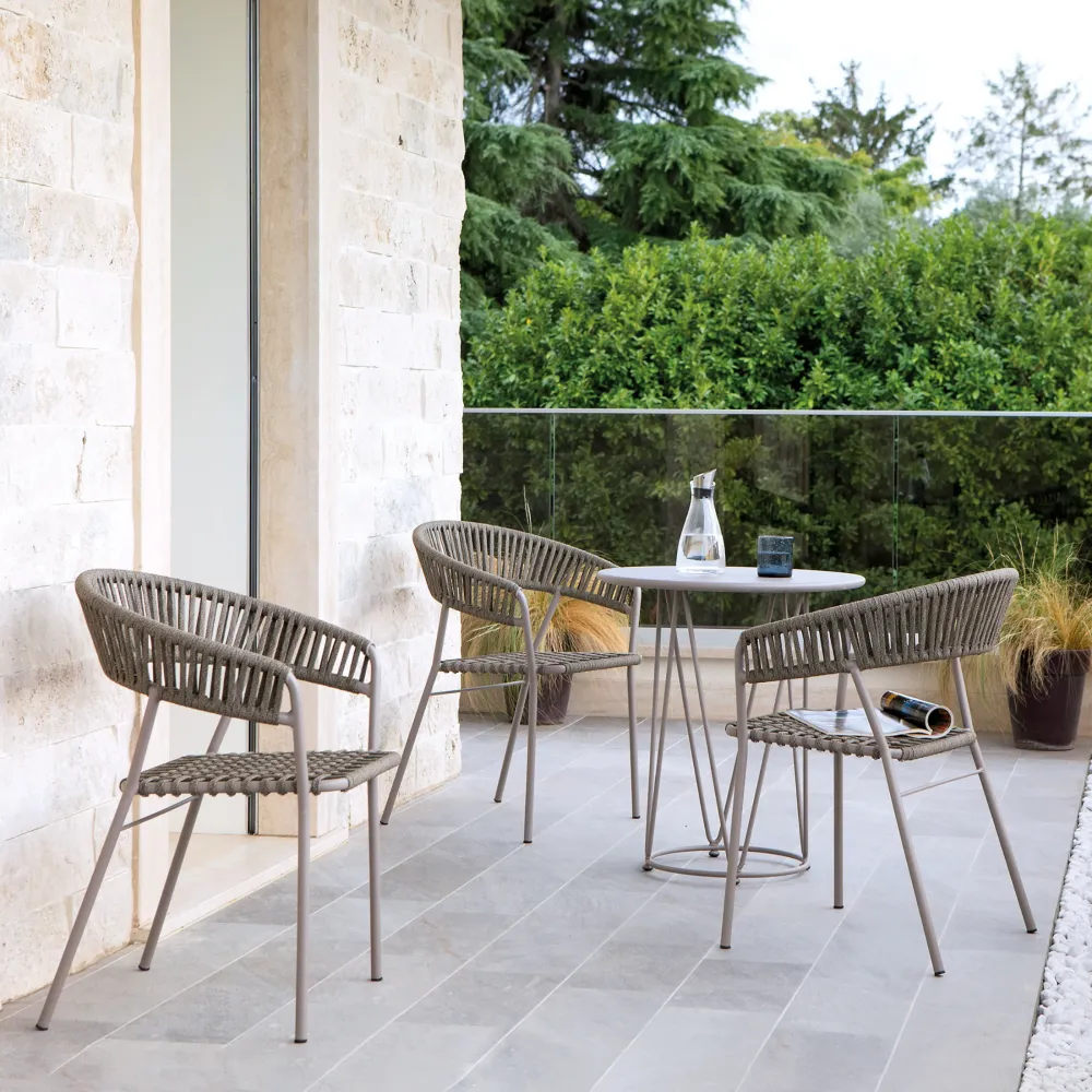 Set di sedie da giardino con schienale e seduta corda "Key West" impilabile cm 62x53,5 80h