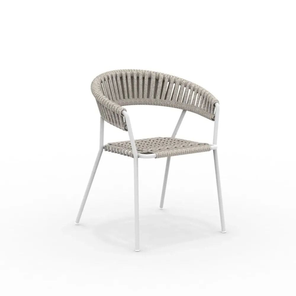 Set di sedie da giardino con schienale e seduta corda "Key West" impilabile cm 62x53,5 80h