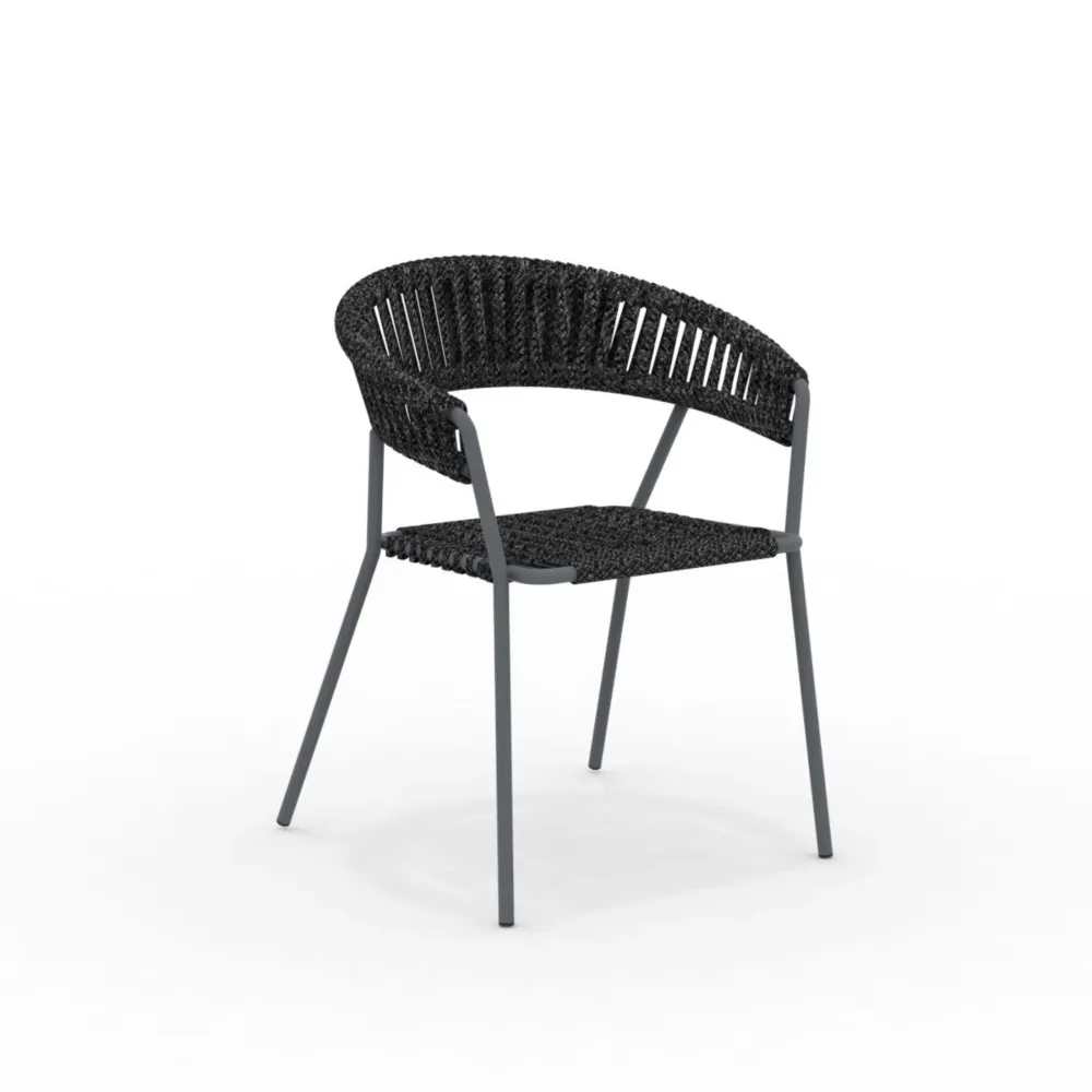 Set di sedie da giardino con schienale e seduta corda "Key West" impilabile cm 62x53,5 80h