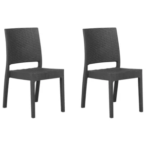 Set di 2 sedie da giardino FOSSANO Materiale sintetico Grigio grafite