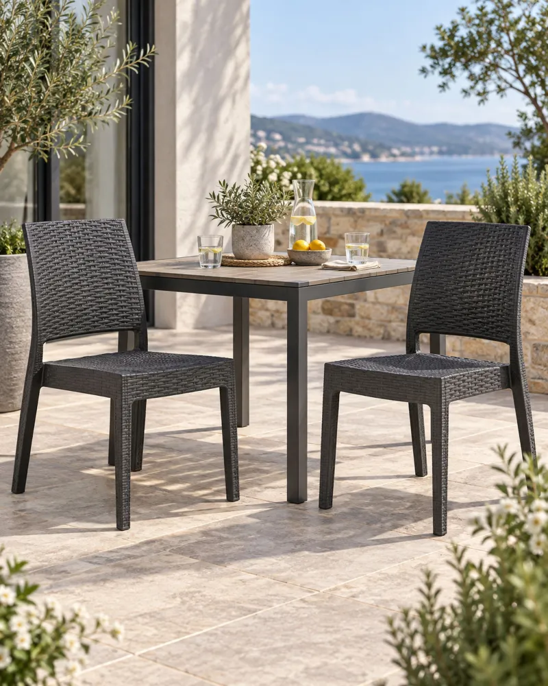 Set di 2 sedie da giardino FOSSANO Materiale sintetico Grigio grafite
