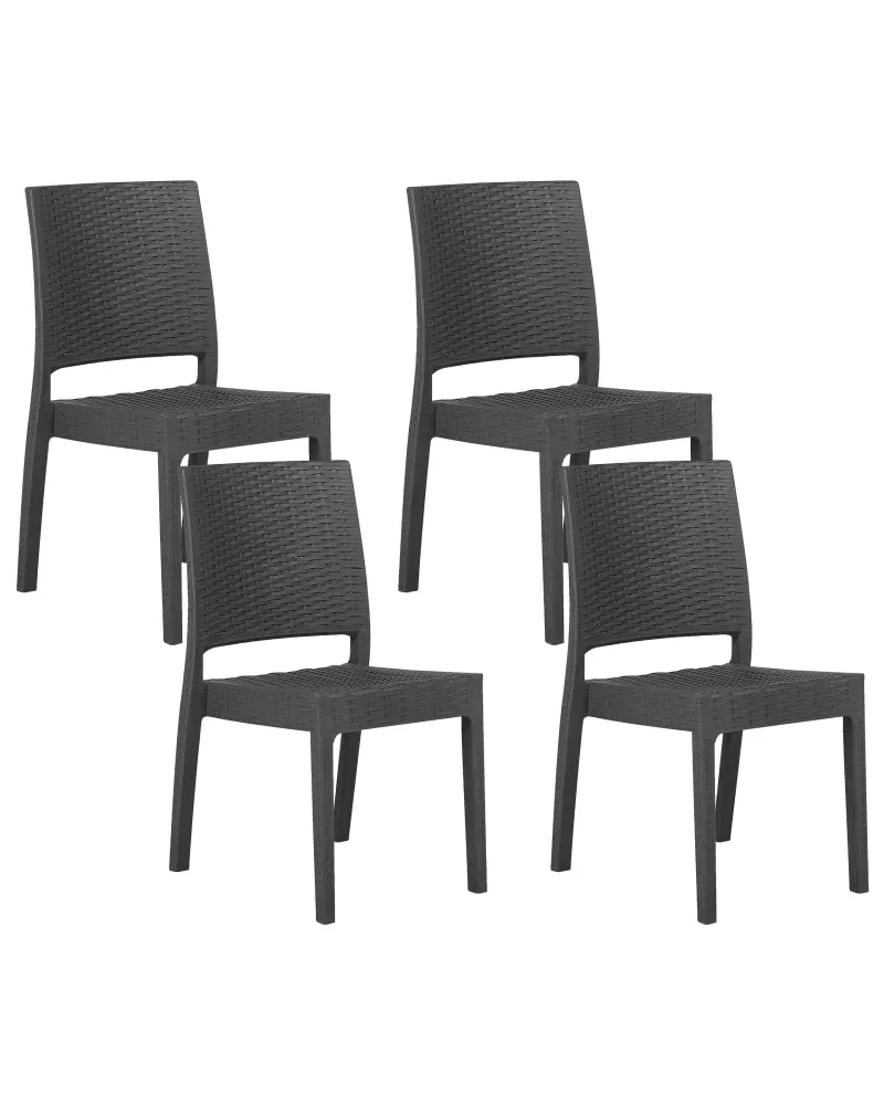 Set di 4 sedie da giardino FOSSANO Materiale sintetico Grigio grafite