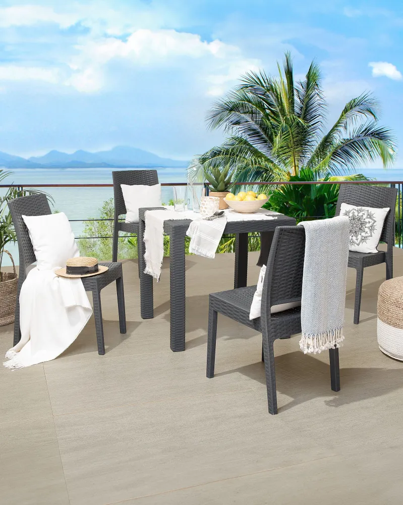 Set di 4 sedie da giardino FOSSANO Materiale sintetico Grigio grafite