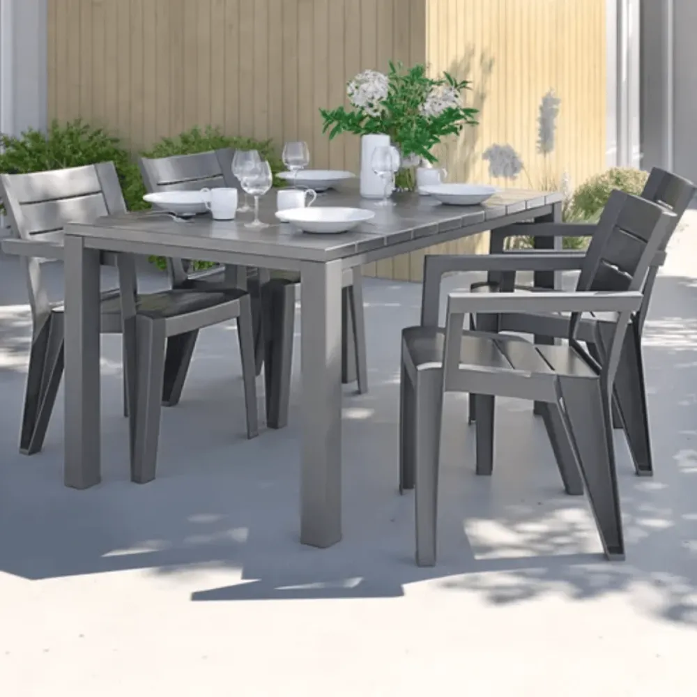 Set di 6 sedie da giardino "Helena" con braccioli polipropilene impilabili cm 61,5x58,5 79h