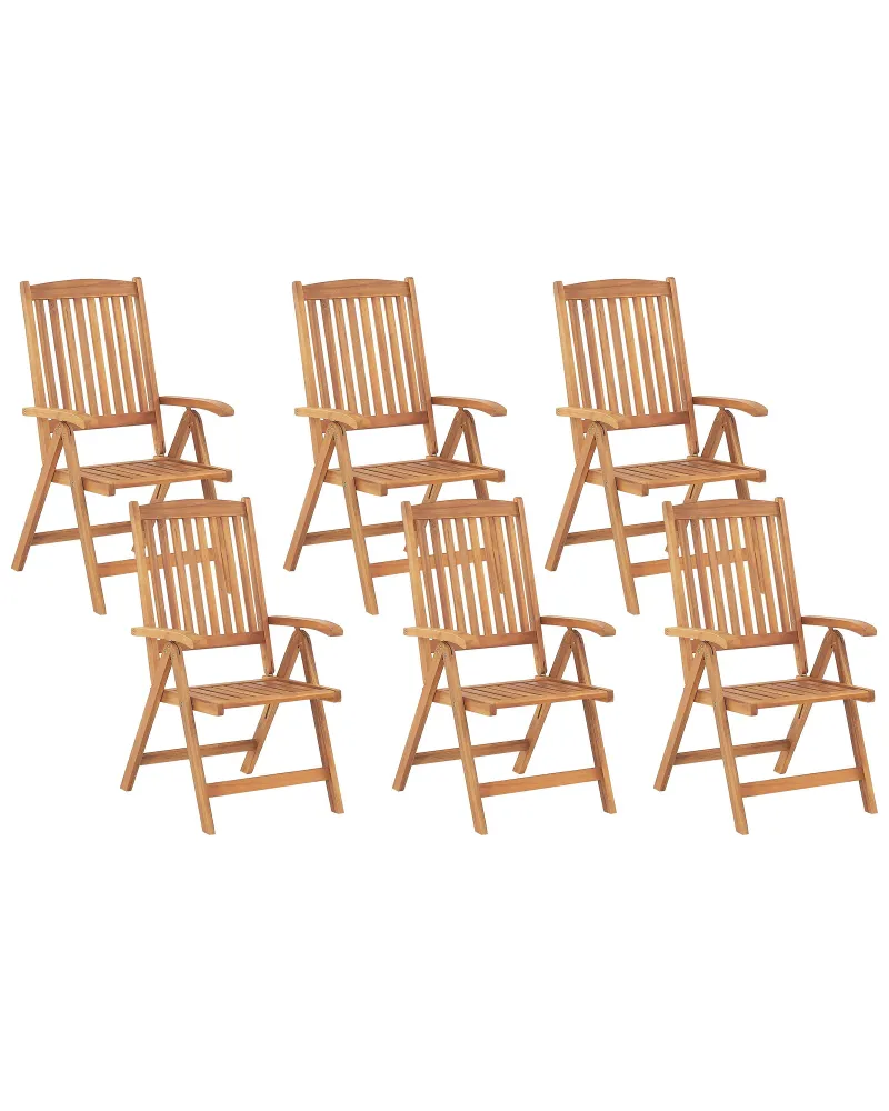 Set di 6 sedie da giardino JAVA Legno d'acacia Legno evidente