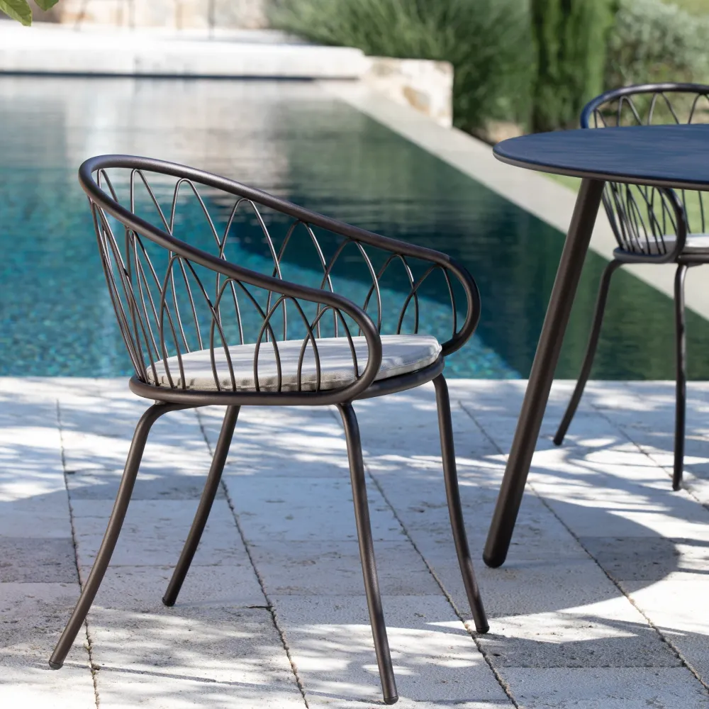Set di sedie da giardino metallo verniciato "Flora" impilabili cm 59x56 81h
