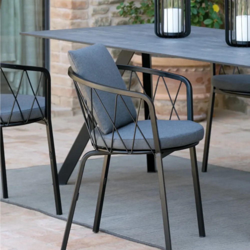 Set di sedie da giardino metallo verniciato impilabili "Daisy" cm 57x55 75h