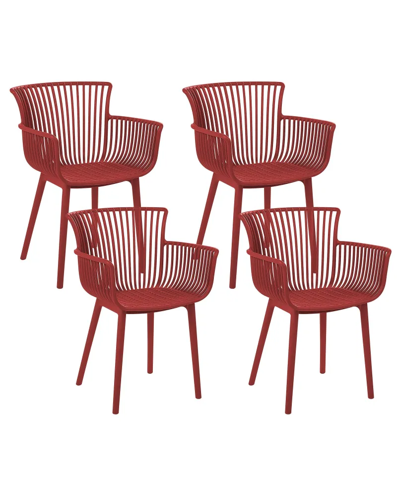 Set di 4 sedie da giardino PESARO Materiale sintetico Rosso