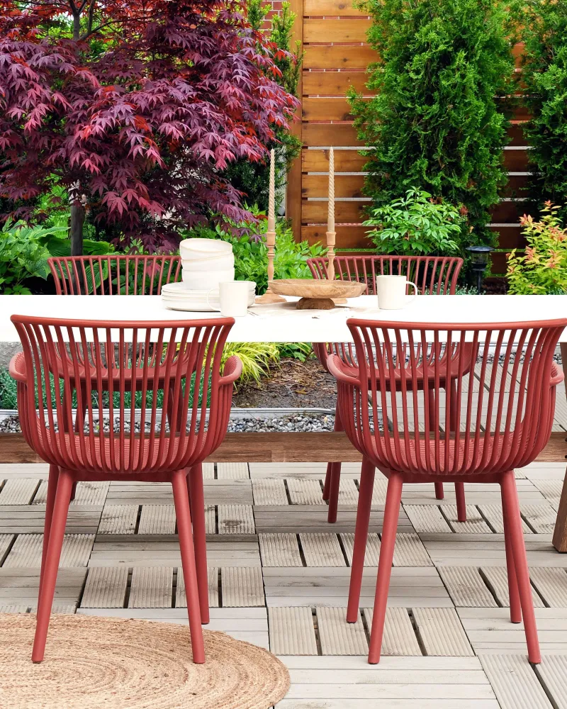 Set di 4 sedie da giardino PESARO Materiale sintetico Rosso