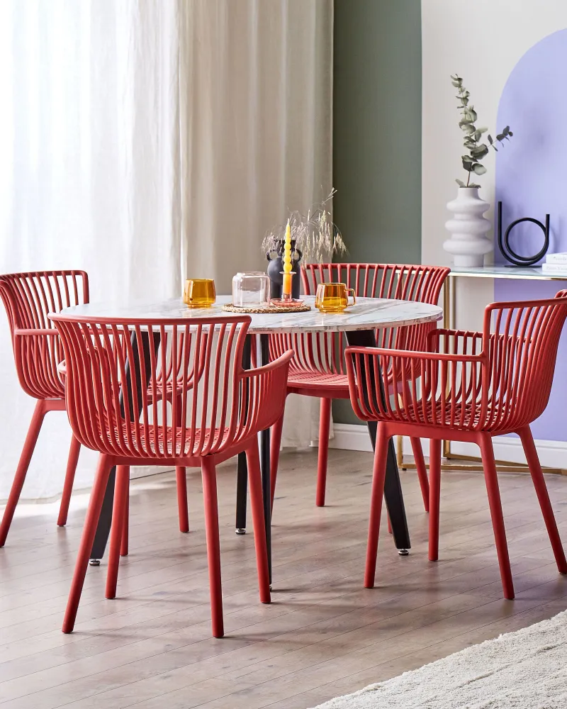 Set di 4 sedie da giardino PESARO Materiale sintetico Rosso
