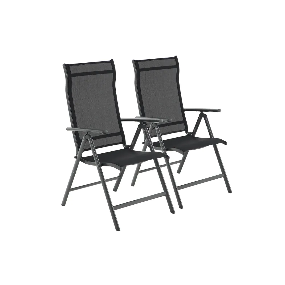 Set di 2 Sedie da Giardino Pieghevoli con Struttura Alluminio