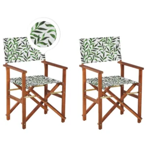 Set di 2 sedie legno di acacia cupo grigio motivo foglie verde CINE