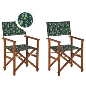 Set di 2 sedie legno di acacia ombroso grigio motivo olive verde CINE
