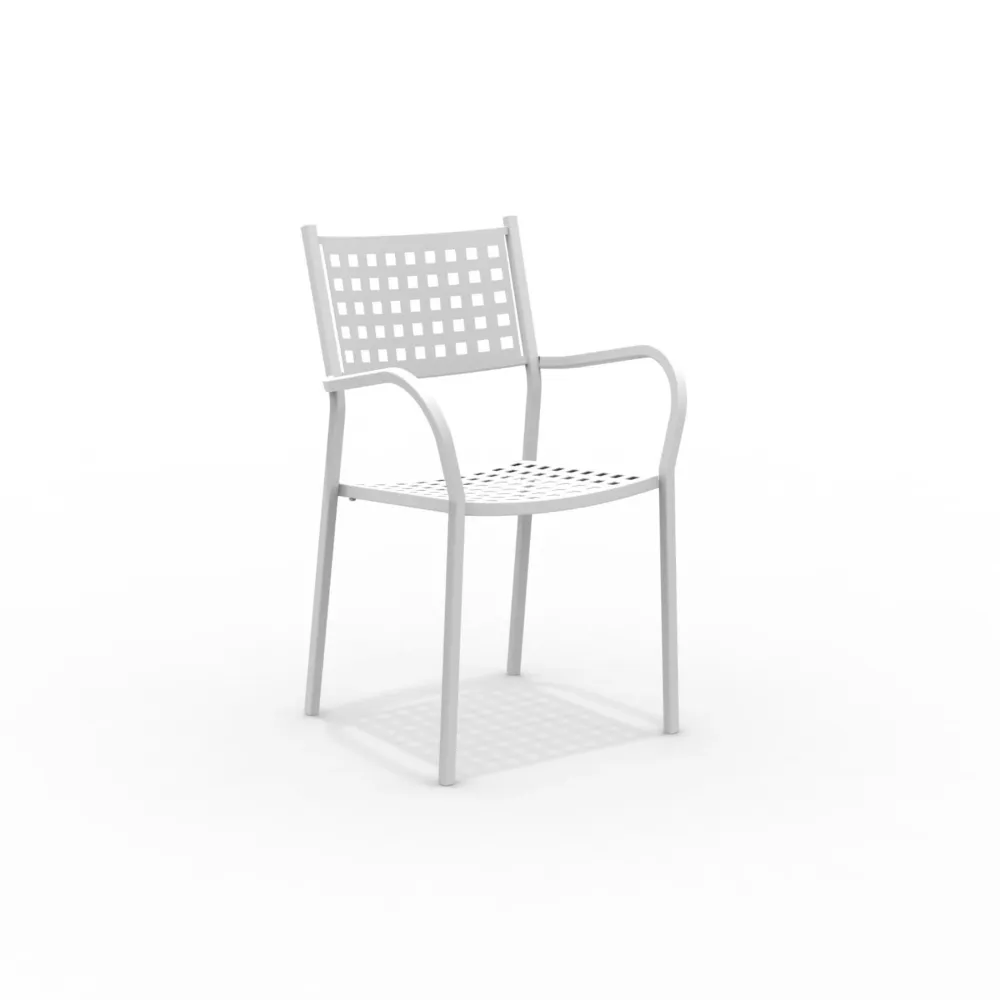 Set di sedie metallo da giardino "Alice" con braccioli impilabile cm 53x53 85h