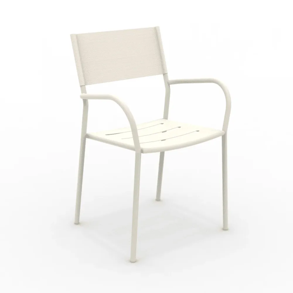Set di sedie metallo e schienale telo "Vera" da giardino impilabili cm 56x50 86h