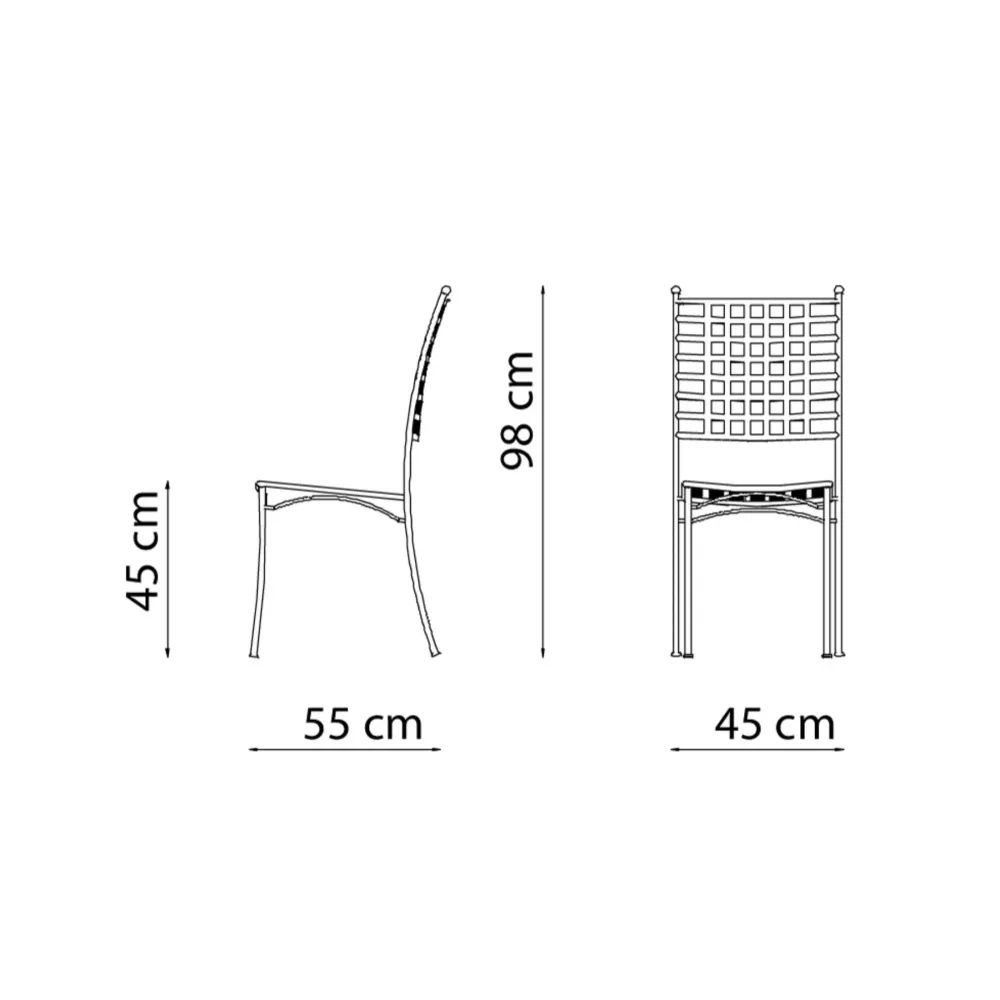 Set di sedie moderne metallo verniciato "Tosca" da giardino impilabili cm 45x58 100h