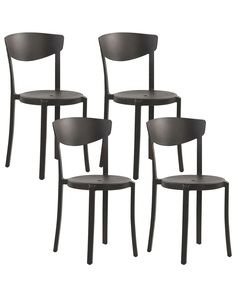 Set di 4 sedie plastica nera VIESTE