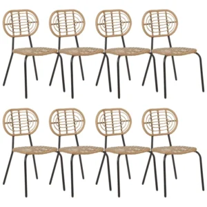 Set di 8 sedie PRATELLO Naturale con Sistema di Montaggio Rapido