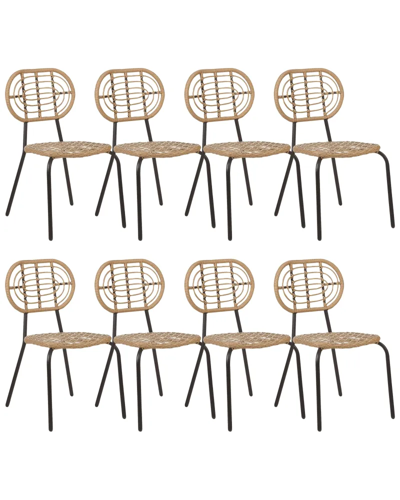 Set di 8 sedie PRATELLO Naturale con Sistema di Montaggio Rapido