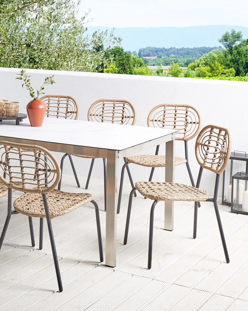 Set di 8 sedie PRATELLO Naturale con Sistema di Montaggio Rapido