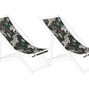Set di 2 teli da sdraio fantasia tropicale leopardi nero ANZIO / AVELLINO