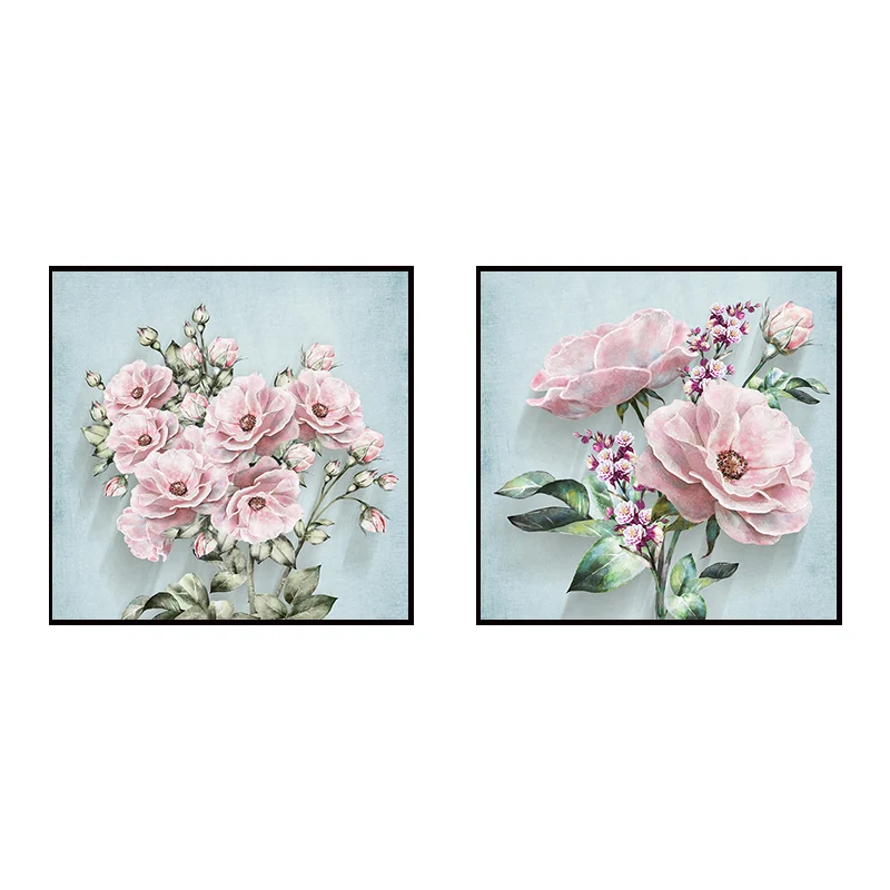 Tela da pranzo modernista strutturata con stampa artistica di fiori dai colori tenui, dimensioni multiple