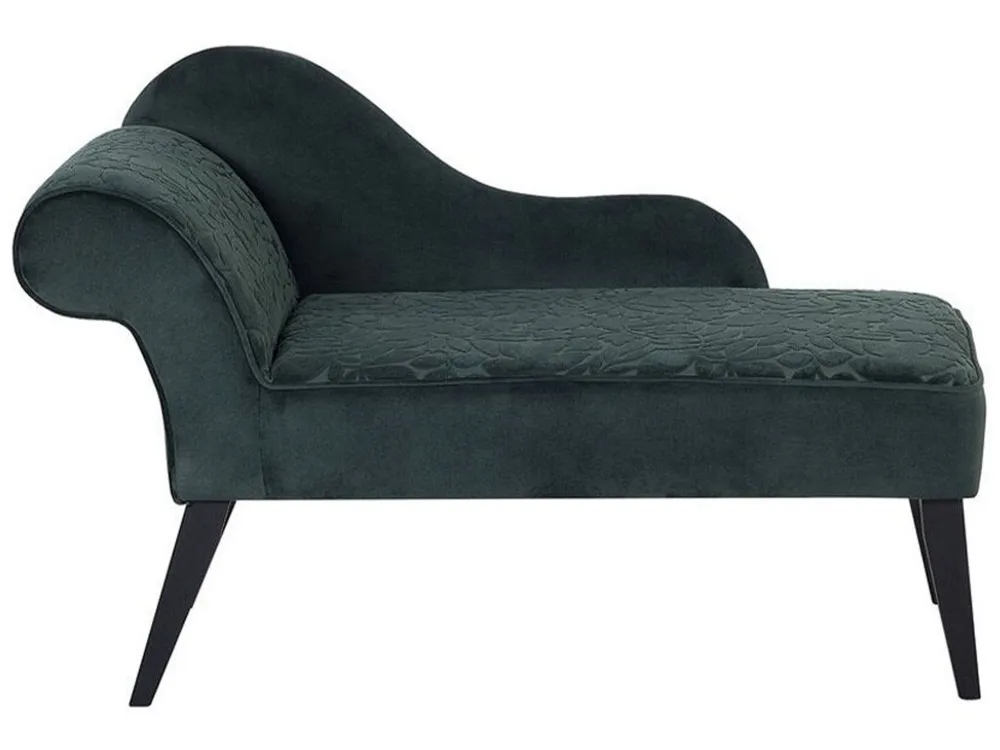 Tessuto chaise longue velluto fantasia verdi lato sinistro BIARRITZ