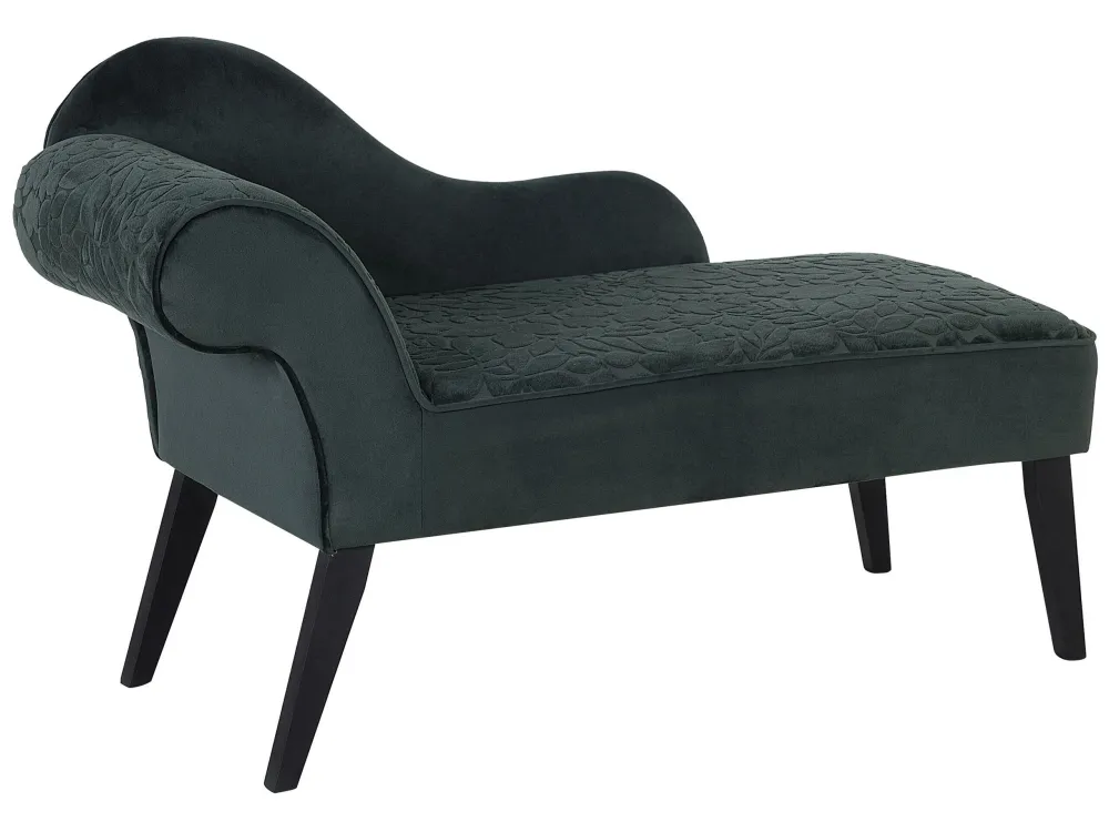 Tessuto chaise longue velluto fantasia verdi lato sinistro BIARRITZ
